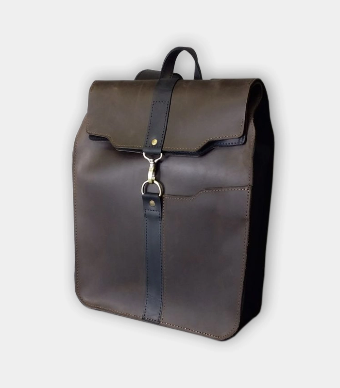 avp503 brown Модний та популярний шкіряний рюкзак для модної жінки і стильного чоловіка з місткими відділами для пристроїв телефона планшета і документів