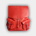 Яскравий модний шкіряний рюкзак Fancy червоного кольору для модних вишуканих жінок та сучасних стильних чоловіків з надійними кишенями
