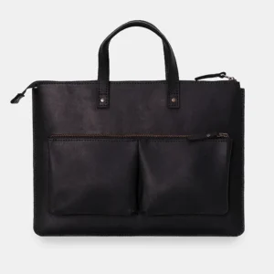 Шкіряна сумка-чохол для ноутбука Macbook з натуральної шкіри crazy horce чорного кольору ручного виготовлення хендмейд під замовлення