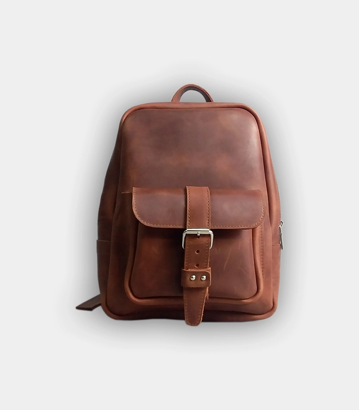 Жіночий компактний шкіряний рюкзак Mini невеликих розмірів для телефону та важливих аксесуарів з надійною кишенею та металевою фурнітурою