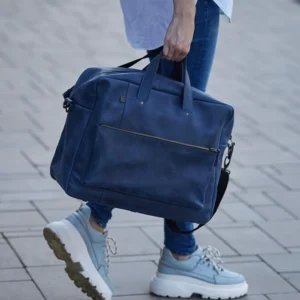 Хендмейд шкіряна дорожня сумка для ділових та бізнес подорожей зі зручними ручками надійного пошиву з сучасним дизайном