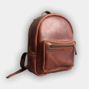 Жіночий шкіряний рюкзак Classic з натуральної шкіри в кольорі коньяк з надійними зовнішніми кишенями для телефону, планшету або документів