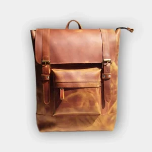 Модний та стильний сучасний шкіряний рюкзак Modern зі шкіри в кольорі коньяк для стильних жінок та модних чоловіків для кожного дня на роботу і навчання