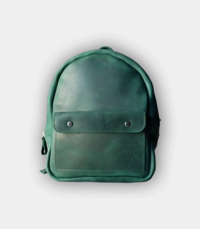 Комфортний та зручний зелений жіночий рюкзак Комфортний жіночий рюкзак Compact з натуральної шкіри зеленого кольору з компактним відділенням для телефону планшету або документів